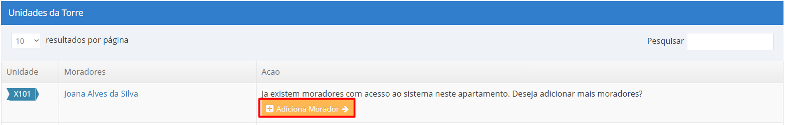 Escolha Morador Principal