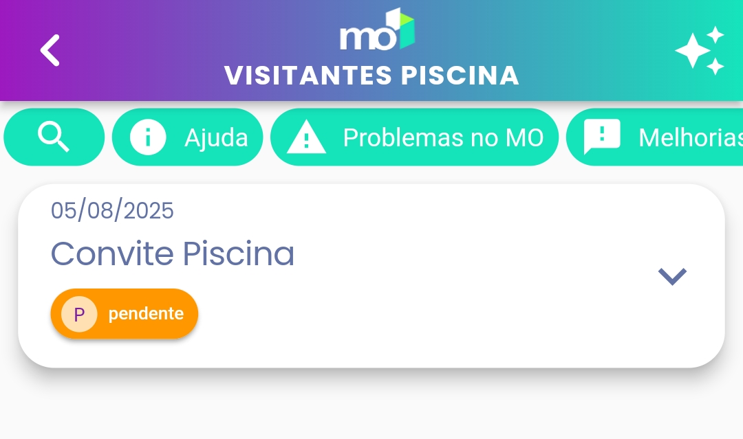 Convite recém-criado aparecendo na lista com status Pendente