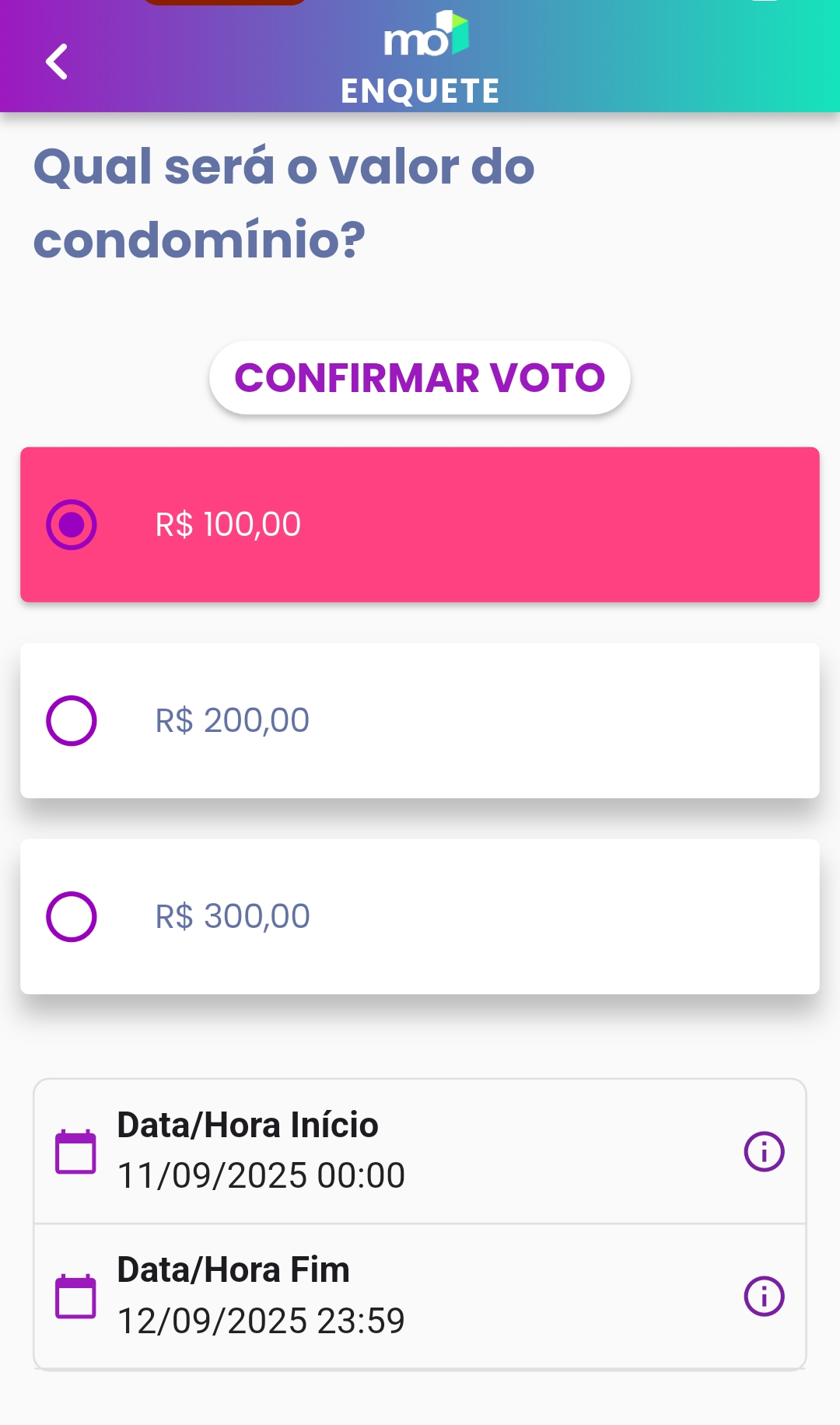 imagem: Detalhes de uma enquete específica