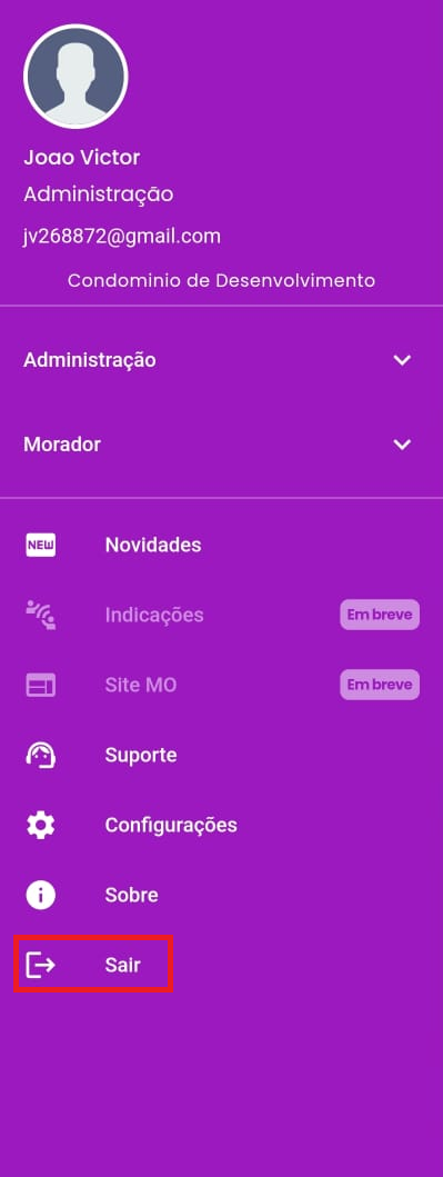 imagem: Botão sair da conta