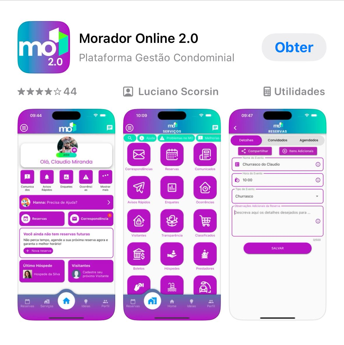 imagem: Aplicativo App Store Morador Online.