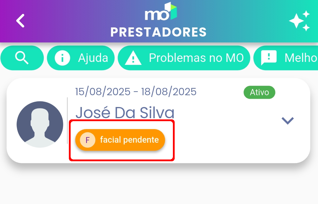 imagem: Pendente Cadastro da Facial