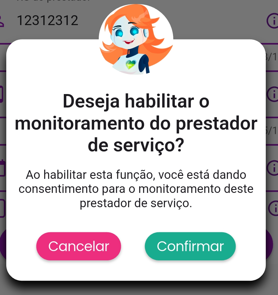 imagem: Pop-up de confirmação para ativar o monitoramento de acesso.